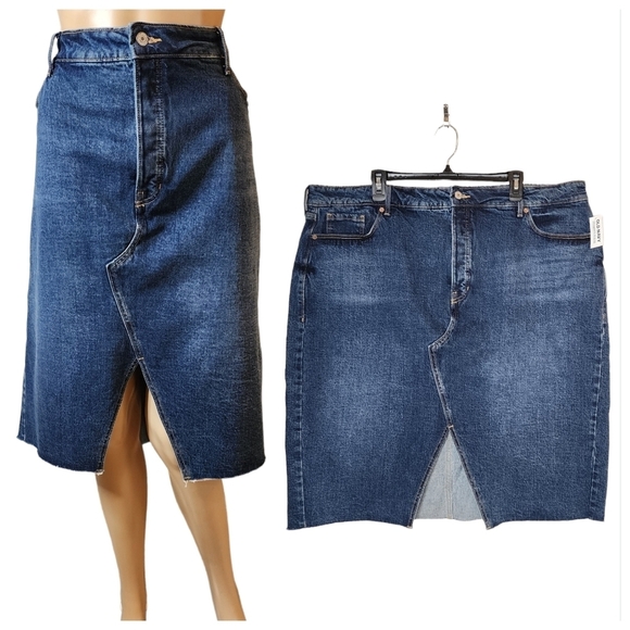 NWT Old Navy Denim Jean Skirt Front Slit Button Fly Women's Plus Size 22 - Picture 16 of 16